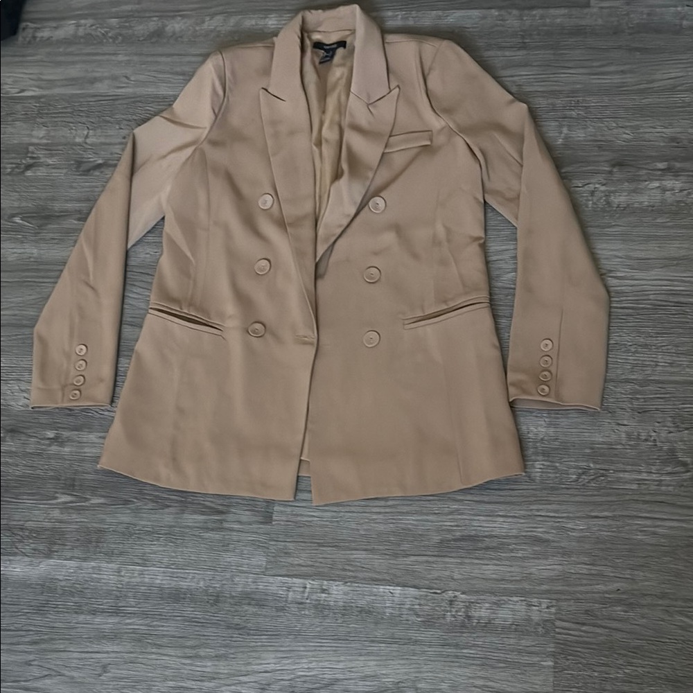 Forever 21 Tan Blazer Structured Fit Notched Lapel